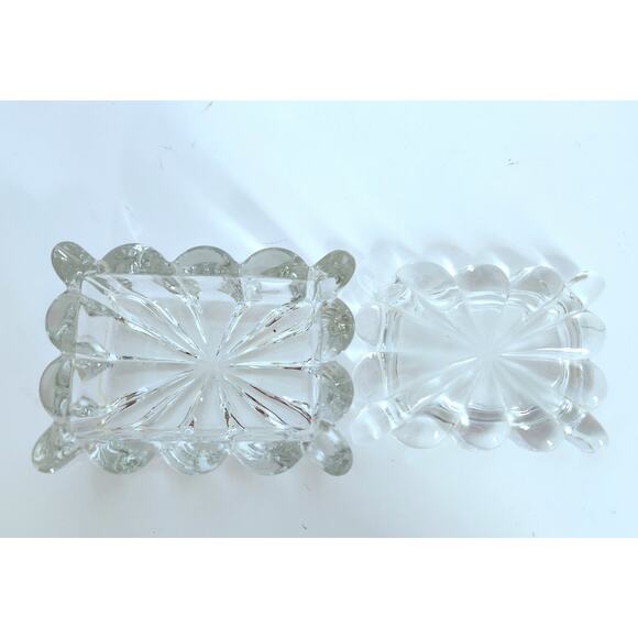 Vintage Clear Pressed Glass Vanity Trinket Jewelry Box with Lid - Picture 6 of 8